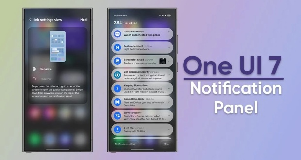 samsung-one-ui-7-notification-panel | نگاه نزدیک به منوی نوتیفیکیشن گوشی‌های سامسونگ در آپدیت One UI 7 + عکس